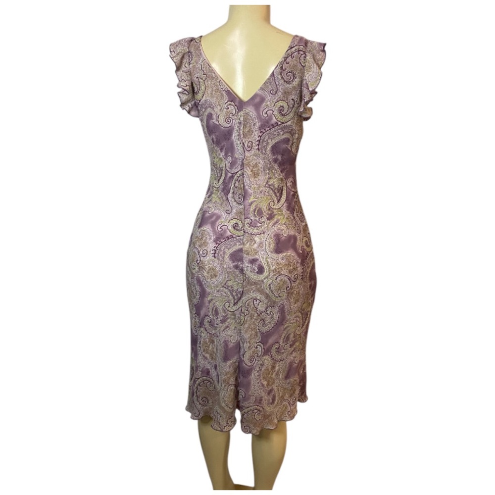 La Belle Vintage Chiffon Purple Green Paisley Dress Y2K Fairy Enchanted Size 5 - Picture 6 of 8